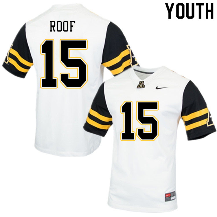 Youth #15 T.D. Roof Appalachian State Mountaineers College Football Jerseys Sale-White